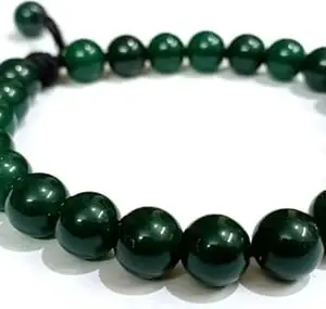 LKBEADS green aventurine round smooth 10mm, 19 Pieces green color beads adjustable thread cord bracelet for men, women, meditation, yoga, healing, prosperity.