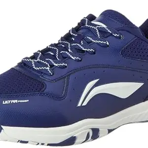 Li-Ning Unisex-Adult Ultra Power Non-Marking Badminton Shoe|Indoor Sports|Stability Heel, Prototypical Sole, Lightweight Shoe (Navy Blue/White,UK 5)