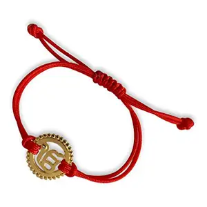 AUMKAARA Ik Onkaar Red 18k Gold Plated Adjustable Thread Rakhi for Men and Women (Free Size)
