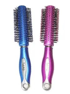 TIAMO Round Plastic Hairbrush set pink and blue for daily grooming