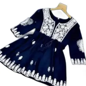 Lightweight Georgette Embroidered Short Kurti for Office Look for The Size of -4XL Multicolour