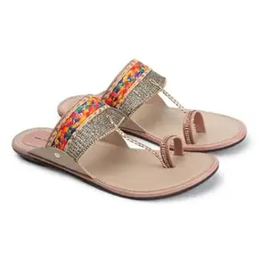 BATCO Ethnic Kolhapuri Slip-on Slippers for Womens Party & Casual Wear Stylish Flat Sandals