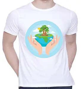 CreativiT Graphic Printed T-Shirt for Unisex Mother Earth Day Tshirt | Casual Half Sleeve Round Neck T-Shirt | 100% Cotton | D00001-26_White_XXX-Large
