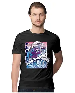 ALLEN BLACK Men's Regular Fit T-Shirt Grim Reaper Surfing 100% Cotton T-Shirt Black_REASRFGRMW-Black M Men Round_