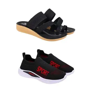 SPORTER Extra Soft Classic Casual wear with Flexibility Technology Heel Combo for Women's/Girl's(6140+7073)(8) Multicolor