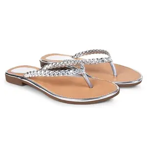 JM LOOKS Women's Dressy Flip Flops, Casual Braided Slip-On Summer Beach Thong Sandals with Slim T-Strap - Balck