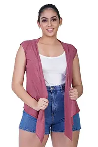 Teemoods Women's Cotton Jacket Poncho, Red Melange, XXL
