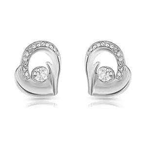 Mahi Rhodium Plated Bejeweled Earrings with White Crystal For Women ER1191726R