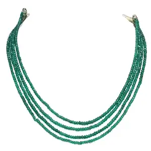 PH Artistic Strand Green Onyx Beads Necklace 4 Line Gem Stone Handmade Women Gift D387