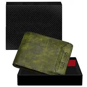 DUQUE Men's EleganceGent Made from Genuine Leather Luxury, Style, and Functionality Combined Wallet (JAC-WL27-Green)