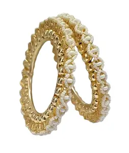 KHANAK FASHION HUB GOLDPLATED WHITE BANGADI FOR WOMEN(Pair of 2) (2.8)