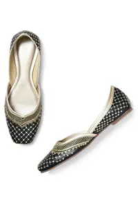 Aurelia Embroidered Navy Square Flat (Size: 38)-22AUA9FW00303-04023