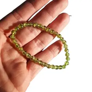Dine Gems AAA+++ Quality Peridot Stone Bracelet Original Certified Green Pericot Bracelet 8mm Peridot Gemstone Bracelet Rashi Ratan Peridot for Men & Women