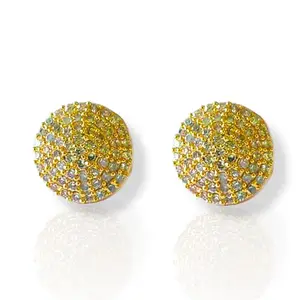 SRian Fashion Earrings Ethnic South Indian Impon Gold plated Traditional Earrings Indian Stud for Women's and Girls | Ruby Stone | Size 1.5 CM| Screw Type (White)