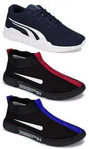 Axter Axter Multicolor Casual Sports Running Shoes for Men 10 UK (Pack of 3 Pair) (3A)_9163-9159-9160