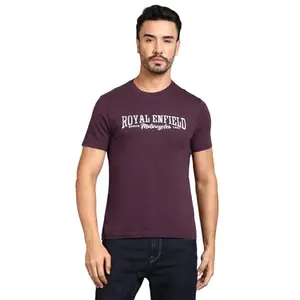 Royal Enfield RE FOIL Print T-Shirt Purple 1.12 m XL | Material: 100% Cotton | Fabric: Single Jersey | Type: Crew Neck | Style : RE FOIL Print | Gender: Men's