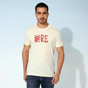 Royal Enfield Men's Regular Fit T-Shirt (TSA230007_Off-White
