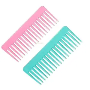 Big Teeth Comb | Thick Wide Teeth Hair Shampoo Combs for Women's (Multi-color) Large Comb (Pack of 2)