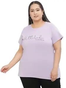 Typography Women Round Neck Purple T-Shirt BZ-UNTE-703P-Lvdr_6XL