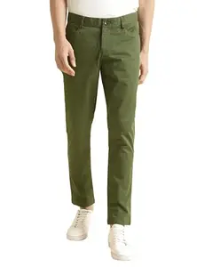 Andamen Ultra Men Slim Fit Embroidered Chinos Green