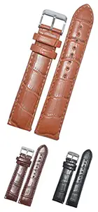 SURU® Padded Vegan Leather Watch Strap/Band for Men - Choose Size - 16mm, 18mm, 20mm, 22mm & 24mm / Choose Colour - Black, Brown & Tan (Tan, 22mm)