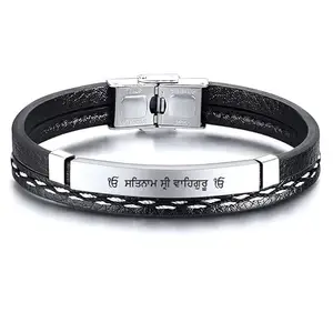 The Men Gift Silicone Stainless Steel Punjabi Wahe Guru Bracelet Laser Marked with Satnam Sardar Quoted Bracelet for Men ShivBLRBr202540