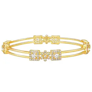 GIVA 925 Silver Golden Square Bloom Bangle,Fixed Size|Gifts for Women and Girls | With Certificate of Authenticity and 925 Stamp | 6 Months Warranty*