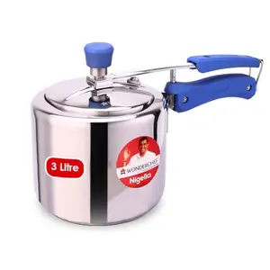 Wonderchef Nigella Stainless Steel Inner Lid Pressure Cooker 3 litres | 6mm thick bottom | Soft Touch Handles | Induction Friendly | Silver price in India.