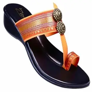 Zibia Women's Synthetic Leather Comfort Fashion Sandal | Colour - Black-Maroon | Size - P