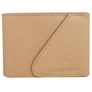 pocket bazar Men Casual Artificial Leather Wallet (9 Card Slots) (Beige)