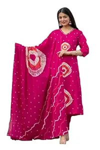 Pistaa's Women’s Pure Cotton Bandhani Print Kurta Set with Dupatta