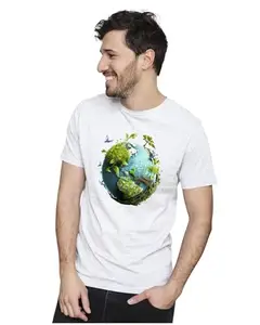 Men's & Women's Regular Fit T-Shirt Just Be Happy - Smile 100% Cotton Unise T-Shirt White|Female5XL(EARTH27-White 5XL Men GoalRT,)