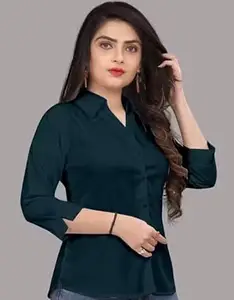 Formal/Casual Cotton Blend Shirt for Women with 3/4 Sleeve for Casual Wear