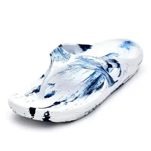 doubleu POSITANO Men Comfortable Recovery Footwear (Do not Shrink) (WHITE NAVY BLUE,41)