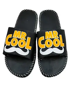 Pampy Angel Mr Cool Men's Flip Flops Slides Back Open Household Comfortable Slippers Black,10 (UK India)