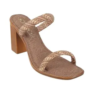 Catwalk Women Stylised Open Back Chunky Heels | For Women & Girls (BROWN,5 UK)