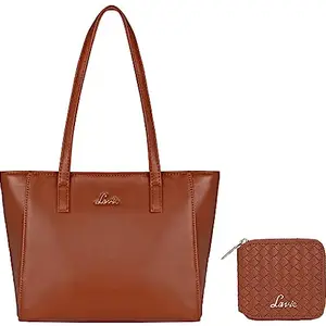 Lavie Women's Betula Medium Tote Bag Faux Leather 2 Fold Wallet for Women (Tan)