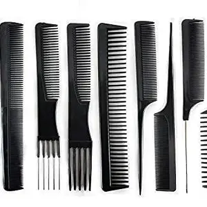 AASA Professional Hair Cutting Comb Hair Styling Tool Kit For Saloon And Parlour Use Set Of 9 Pieces (Black Colour)