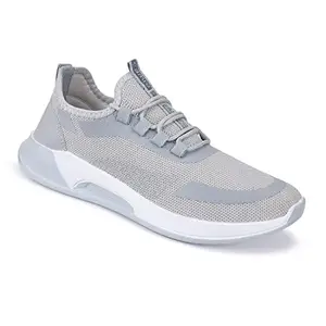 CAMRO G3S-41 Classy Lace Up Light Grey Sports Shoes with Mesh Upper and PVC Sole for Running, Walking, Training, Gyming for Men's