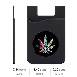 Plan To Gift Set of 3 Cell Phone Card Wallet, Silicone Phone Card Id Cash Wallet with 3M Adhesive Stick-on Weed Colorful Printed Designer Mobile Wallet for Your Phone & Tablet