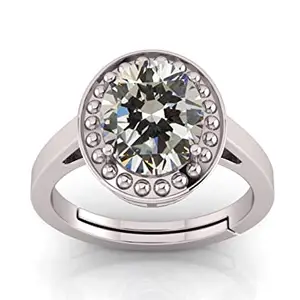 KUSHMIWAL GEMS 11.25 Ratti Natural Quality Rashi Ratna Astrological White Zircon Stone Silver Plated Adjustable Ring for Men and Women AA+ Quality