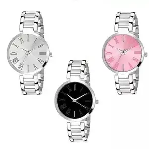 LAKSH Gorgeous Analog Stainless Steel Strap Watch for Women Pack of 3(SR-899) AT-899