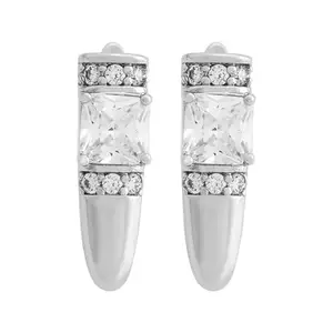 Kushal's Fashion Jewellery White Rodium Plated Casual Trendy Zircon Earring - 429275