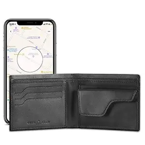 CUIR ALLY Black Leather Men's Smart Wallet, iOS & Android Compatible Technology (ESW-Black)