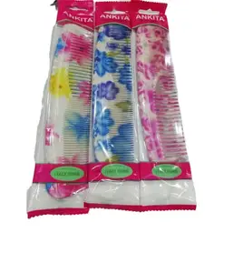 Multicolor Printed Hair Comb Set of 3 pc (Color & print may vary)