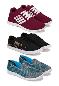 Bersache Sports (Walking & Gym Shoes) Running, Loafers, Sneakers Shoes for Women Combo(MR)-1703-1629-1544 Multicolor (Pack of 3)
