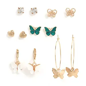 SOHI Butterfly Inspired Earrings set for women, Multicolour With Crystal Stones, Gold Plated, cute earrings for girls, fashion jewellery for women, Light Weight