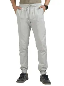 NEVER NEUD Men's Air Jogger Pants, Sylish Lightweight Mid Rise Relaxed Fit Jogger for Men, 98% Cotton 2% Lycra, 4 Pocketered, Elastic Waistband with Drawstring, Stone, 28