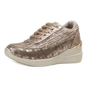 Vendoz Women Wedding & Party High Heel Sneakers I Cushioned Insole I Glittery & Embellished Bridal Wear I Lightweight and Stylish Shoes for Girls CNV7053RG-39 Rose Gold