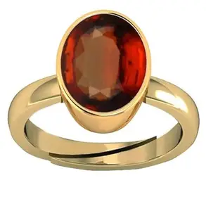 Gemscom 12.25 Ratti Certified Natural Hessonite Garnet (Gomed Siloni) Loose Gemstone Adjustable Ring for Women's and Men's (Lab - Approved)